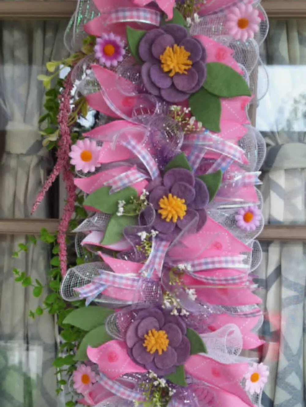 Handmade mesh ribbon swag wreath